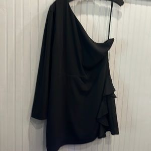 Stylish black one shouldered semi formal dress